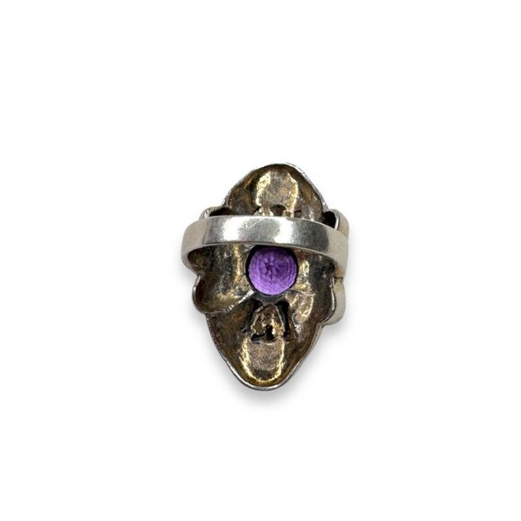 Vintage Sterling Silver 14K Gold Overlay Amethyst Marcasite Ring Size 6 - Picture 4 of 8